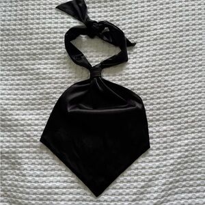 SHEIN Black Silk Scarf Top